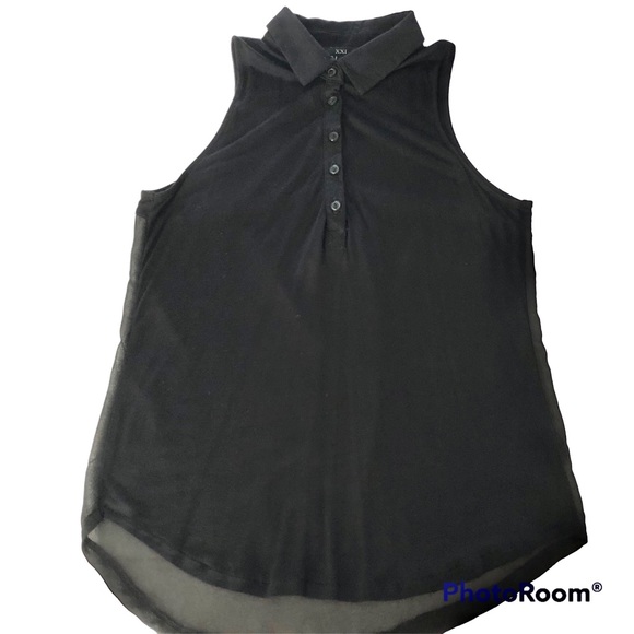 Forever 21 Sleeveless Tank Top Snap black cotton and mesh SZ Small - Picture 5 of 12